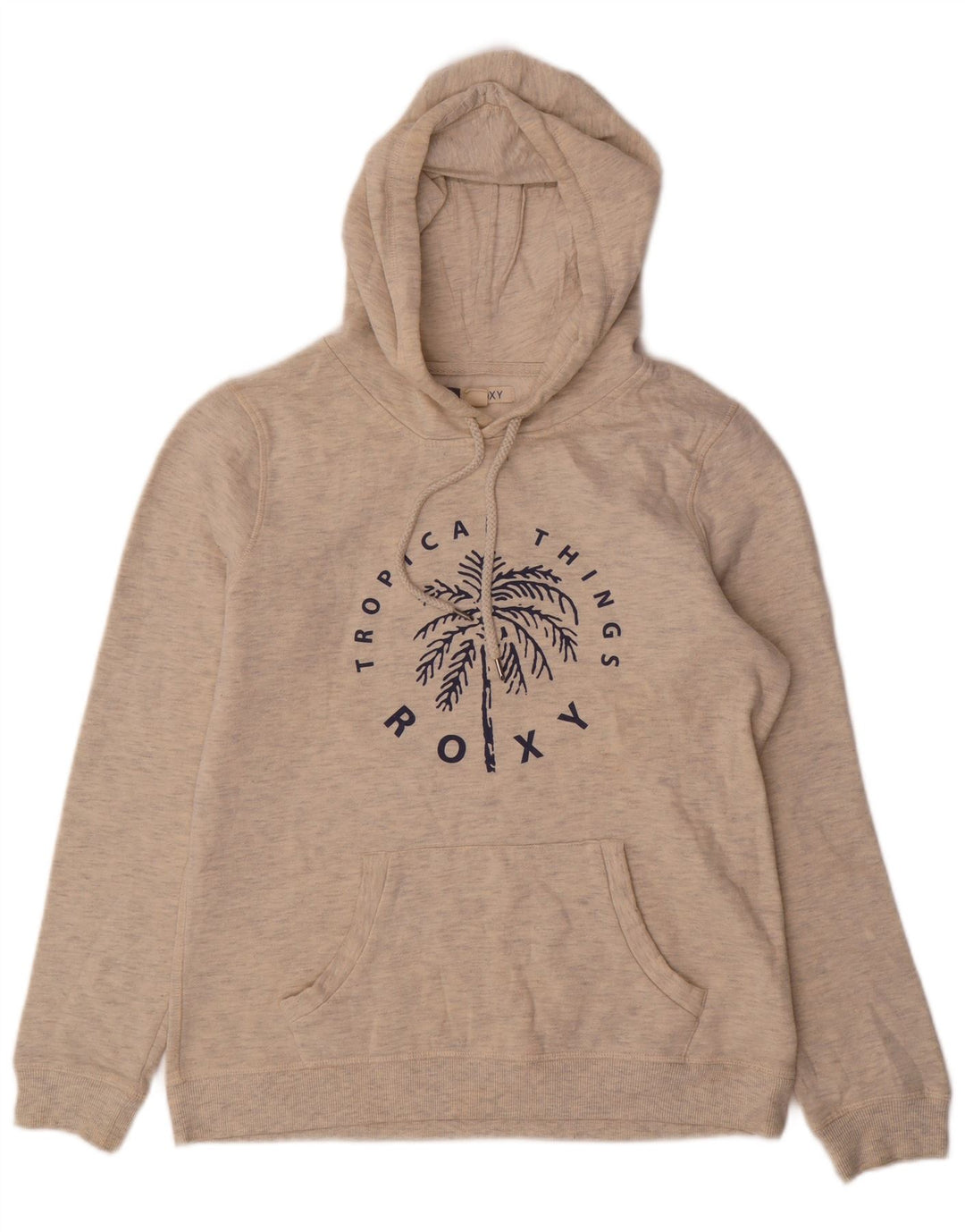 ROXY Jersey con capucha gráfica para mujer UK 46 Large Beige Moteado Poliéster