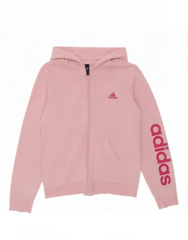 Adidas Sudadera con capucha y cremallera gráfica para niñas 11-12 años Rosa