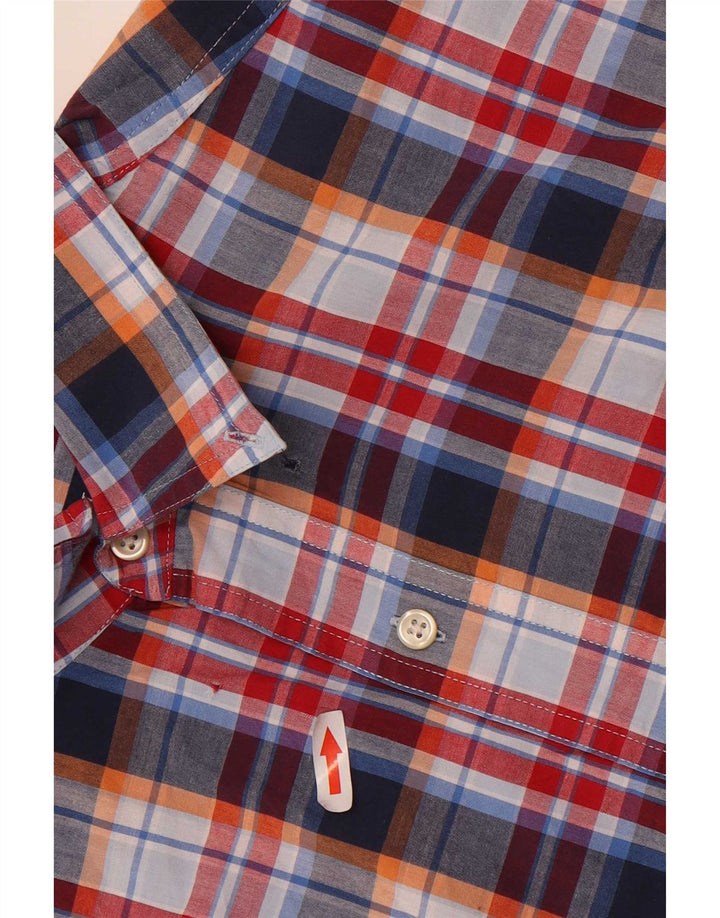 Chaps Camisa de manga corta para hombre de algodón a cuadros multicolor grande