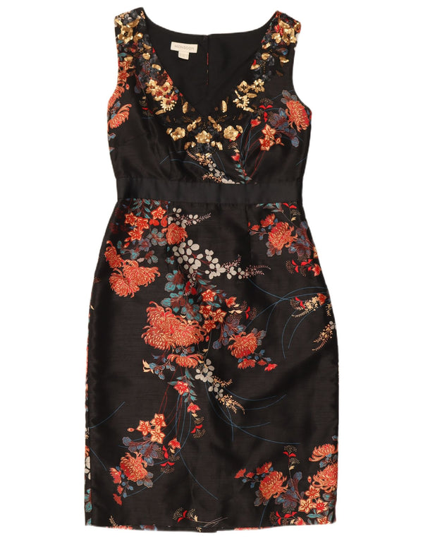 Monsoon Vestido tubo sin mangas para mujer UK 8 Pequeño Poliéster floral negro