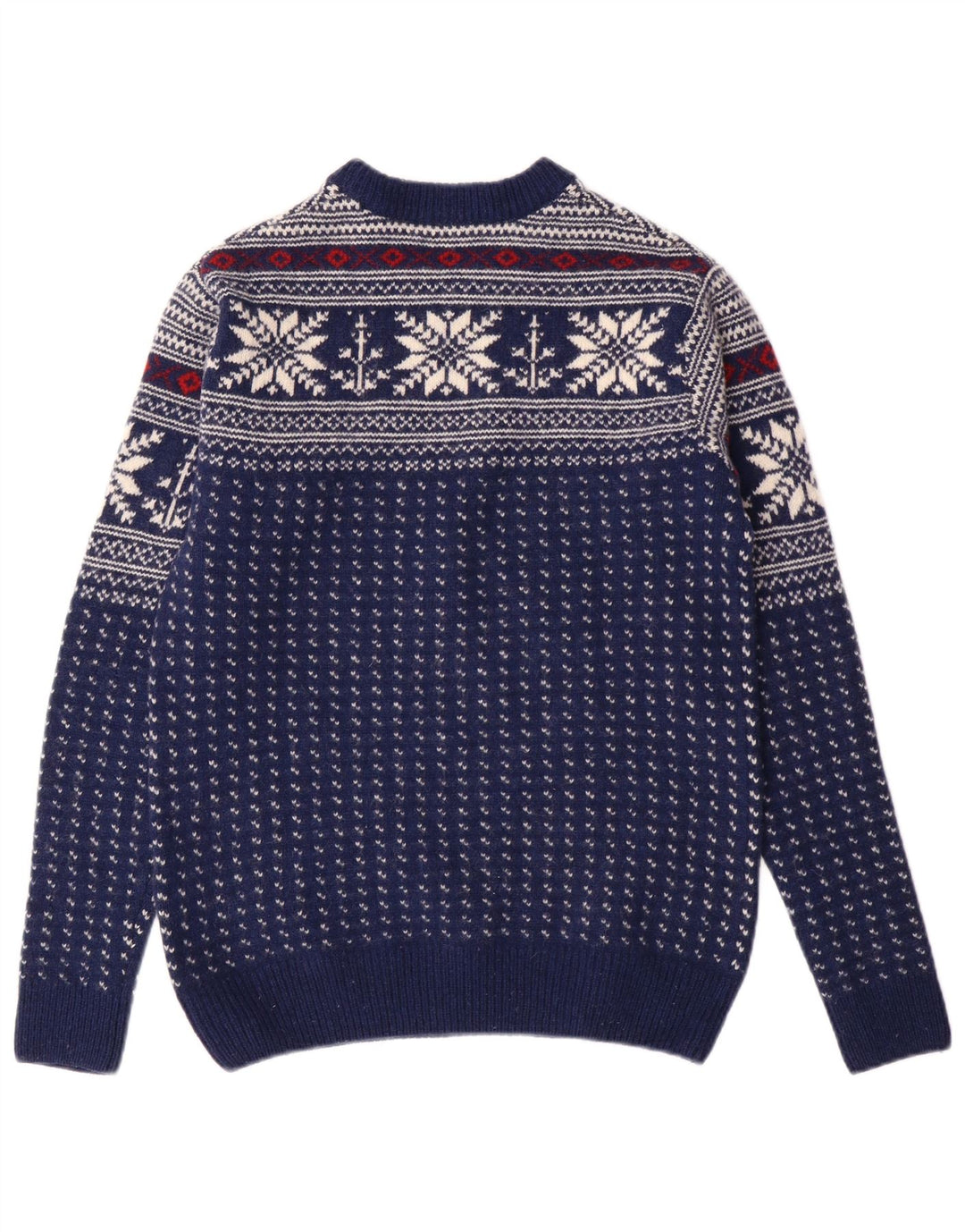 GANT Jersey de cuello redondo para hombre, talla pequeña, lana Fair Isle azul marino