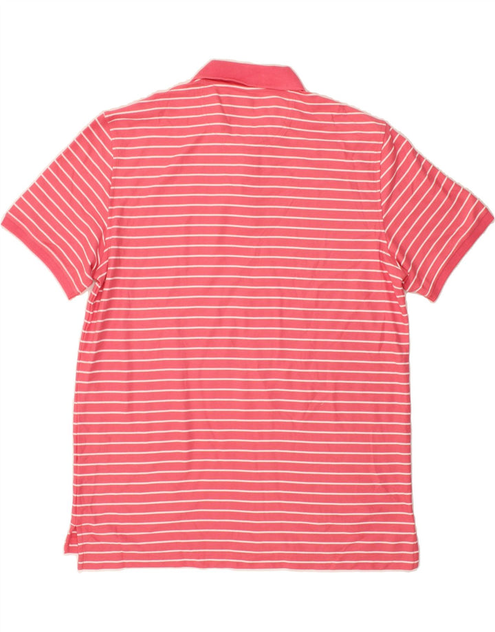 IZOD Mens Polo Shirt Large Pink Striped Cotton Vintage Izod and Second-Hand Izod from Messina Hembry 