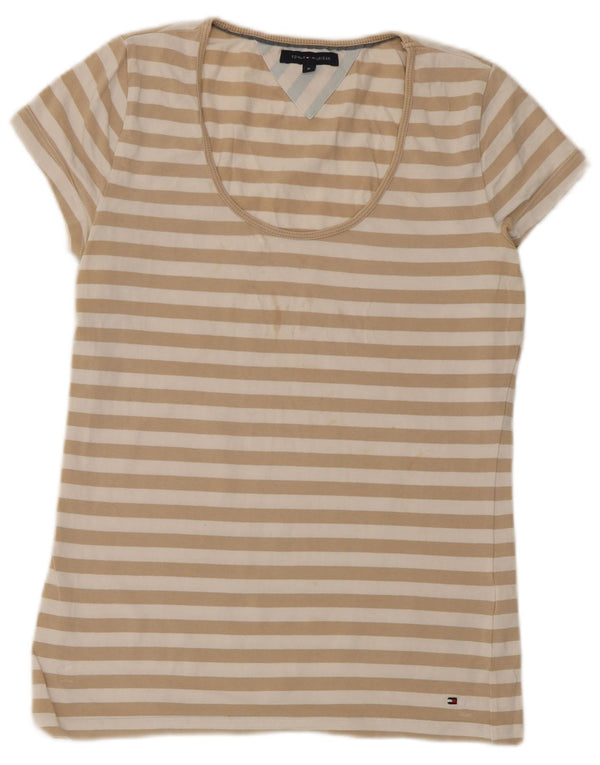 Tommy Hilfiger Camiseta para mujer Top UK 12 Algodón a rayas beige medio