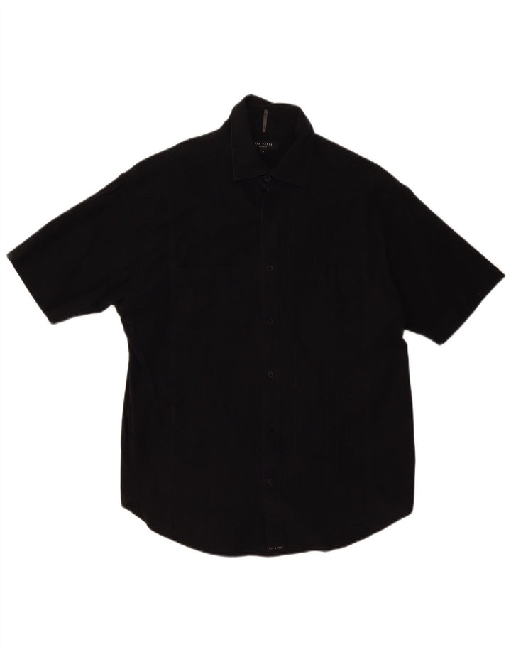 Ted Baker Camisa de manga corta para hombre Talla 4 Grande Algodón negro
