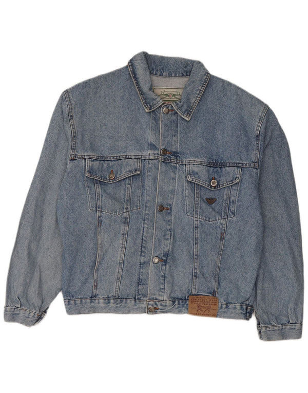 Vintage hombres chaqueta de mezclilla Reino Unido 42 XL algodón azul