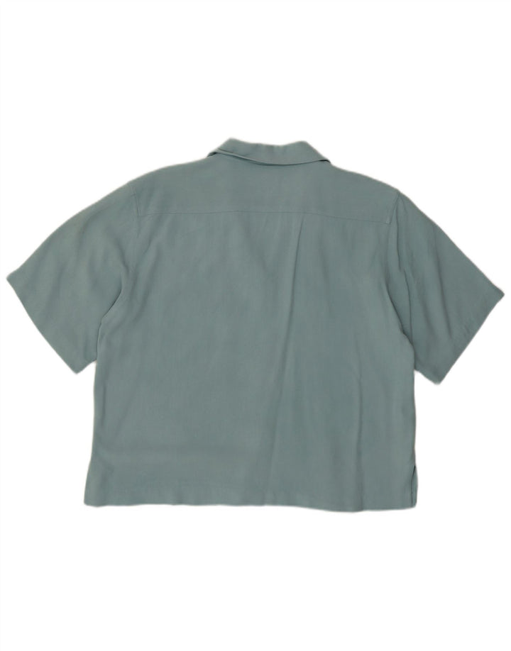 Tommy Bahama Camisa de manga corta para mujer UK 12 Medium Turquesa Herringbone