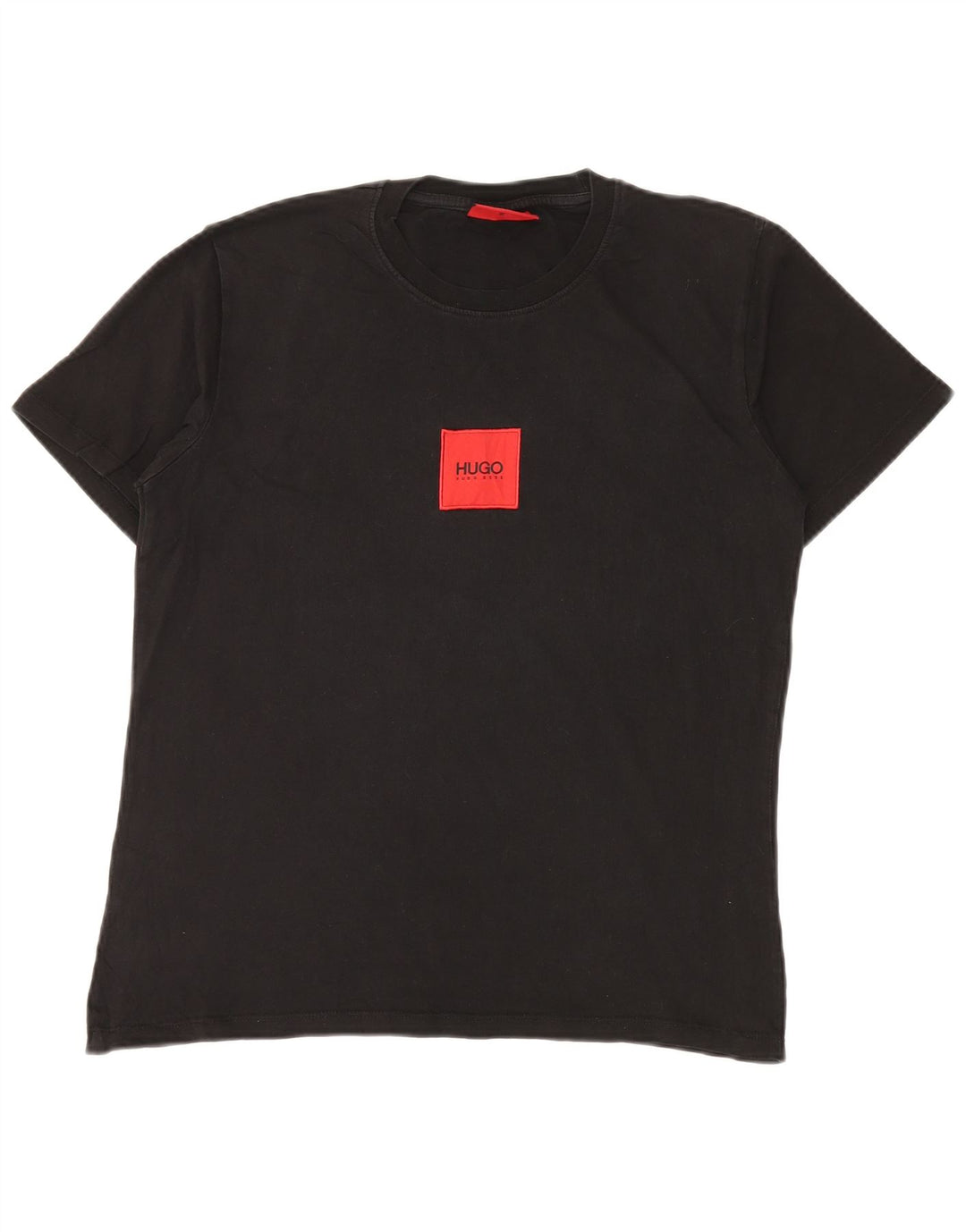 Hugo Boss Hombre Camiseta Gráfica Top Medio Algodón Negro