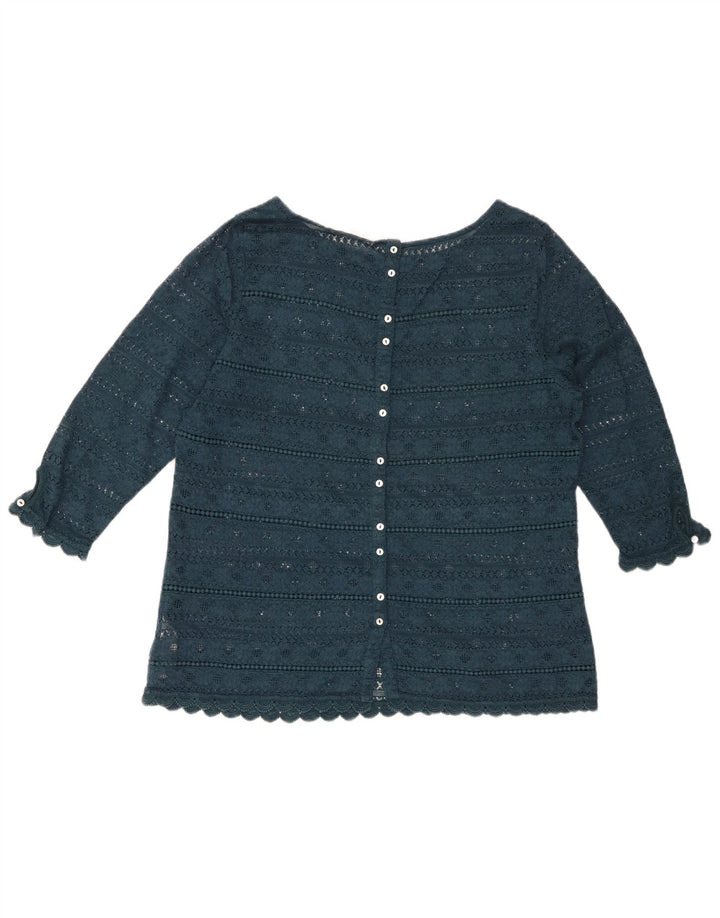 FAT FACE Blusa de encaje con manga 3/4 para mujer UK 40 Grande Algodón floral verde