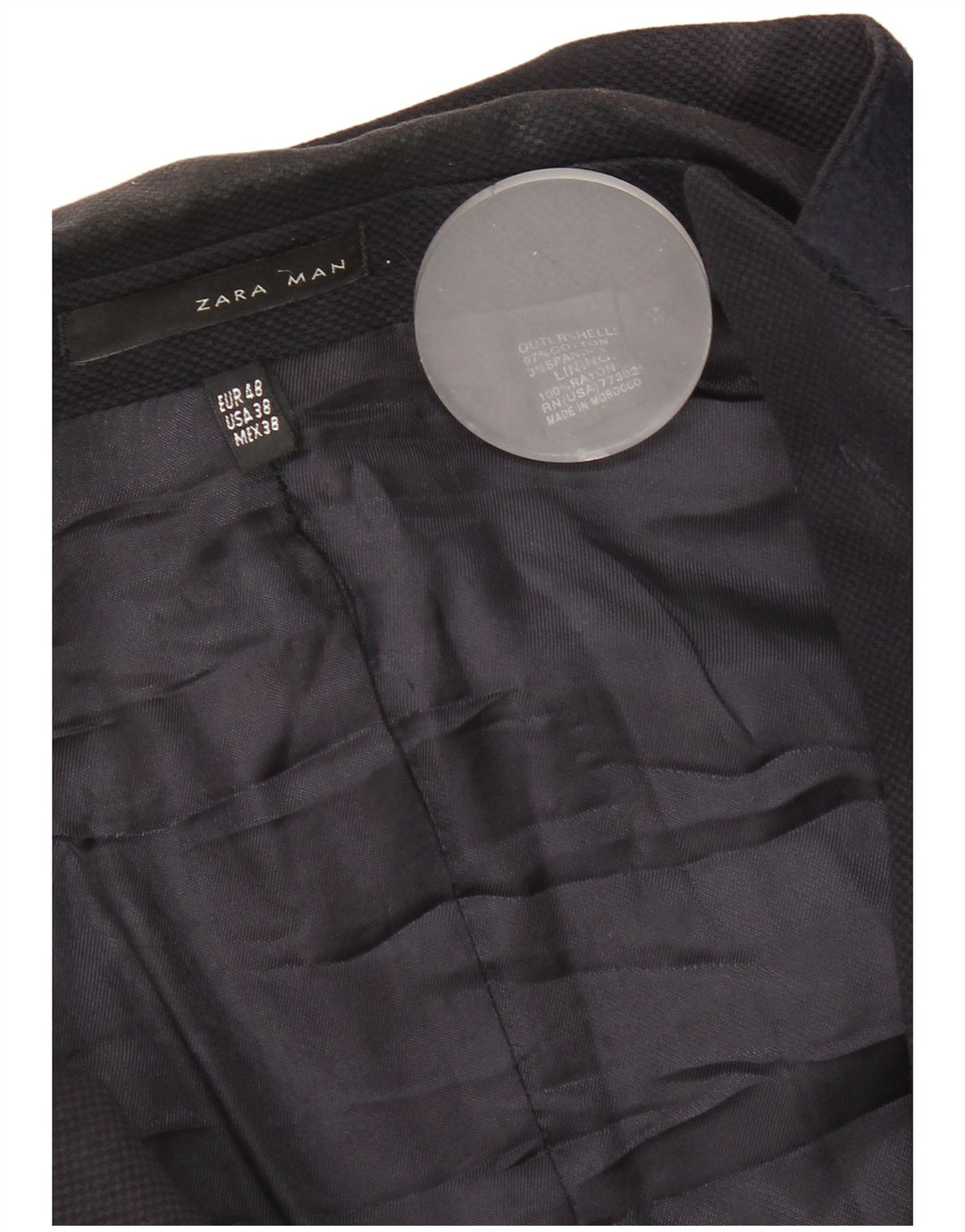 Zara Chaqueta tipo blazer de 2 botones para hombre EU 48 Algodón azul marino mediano