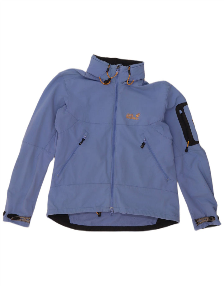 Jack Wolfskin Chaqueta impermeable con capucha para mujer UK 40/16 Large Azul Poliamida