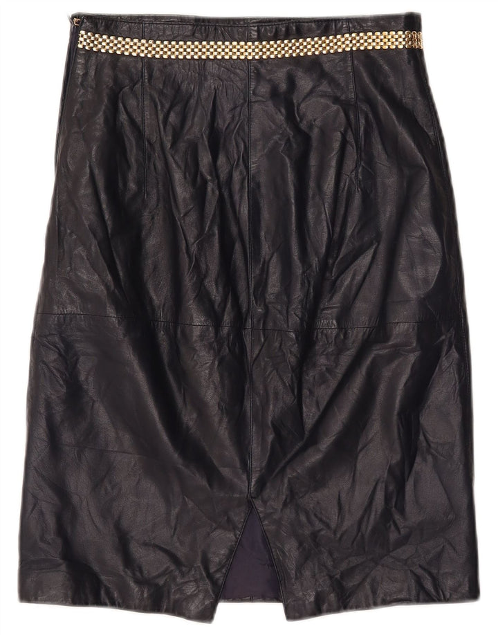 Falda de cuero vintage para mujer IT 46 Medio W26 Cuero azul marino
