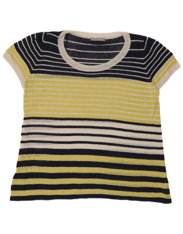 Marks & Spencer Camiseta para mujer Top UK 20 2XL Lino a rayas azul marino