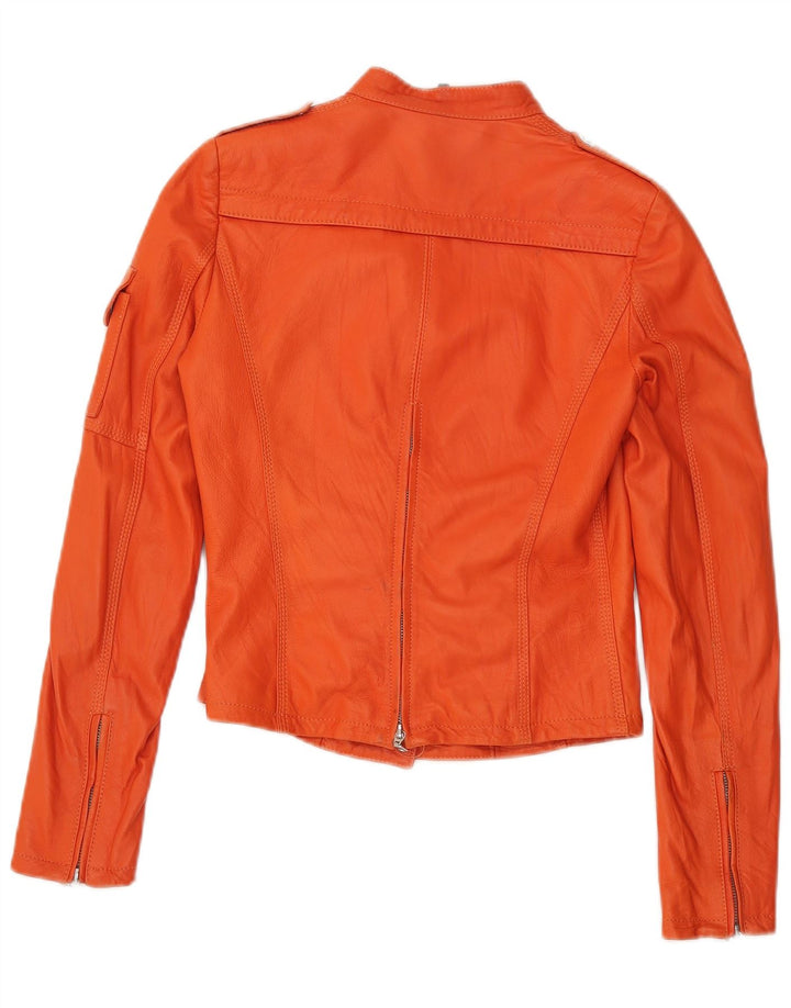 Sitelli Chaqueta Militar De Cuero Mujer IT 40 Small Cuero Naranja