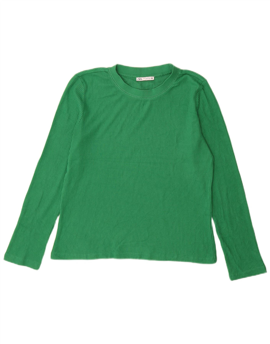 ZARA Mujer Top Manga Larga ES 44 Verde Medio