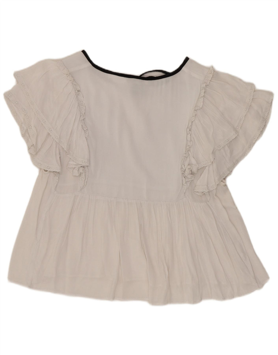 Zara Mujer Blusa Top UK 46 Grande Blanco