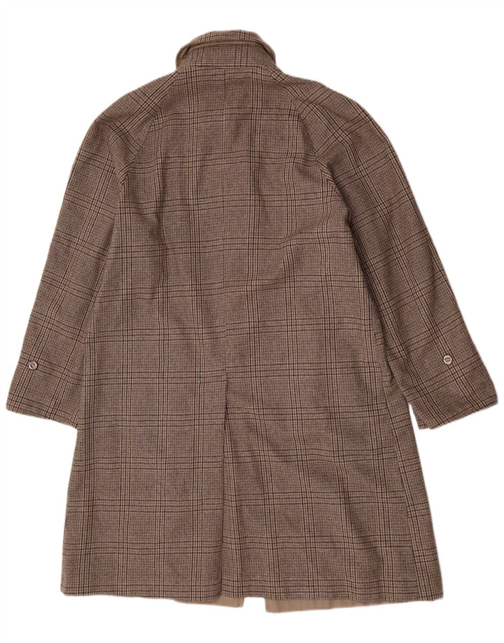 Vintage hombres reversible abrigo Reino Unido 40 grande beige comprobar poliéster