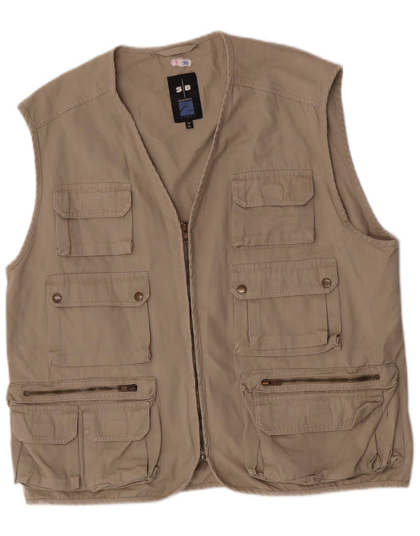Sea Barrier Chaleco utilitario para hombre UK 42 XL Algodón caqui