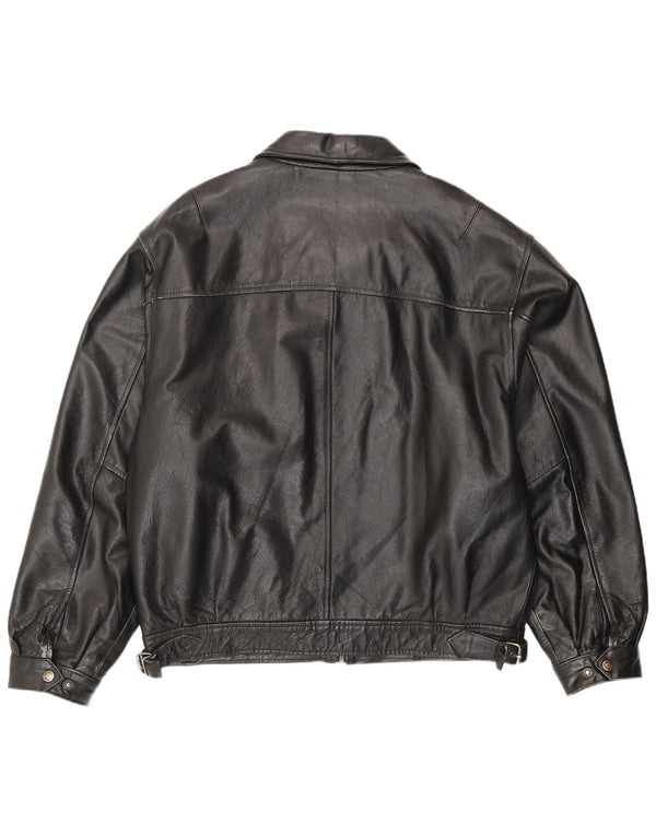 Vintage hombres bombardero chaqueta de cuero IT 54 2XL cuero negro