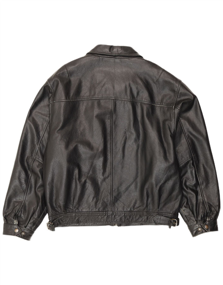 Vintage hombres bombardero chaqueta de cuero IT 54 2XL cuero negro
