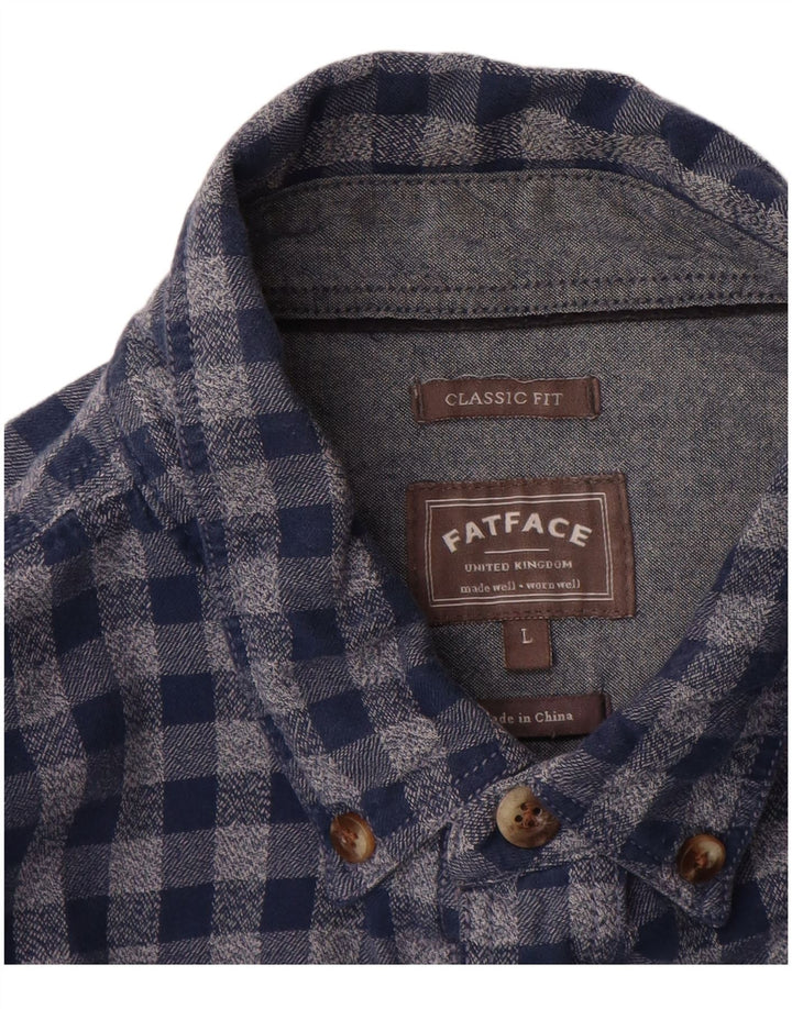 Camisa de franela de corte clásico para hombre de Fat Face Algodón a cuadros en azul grande