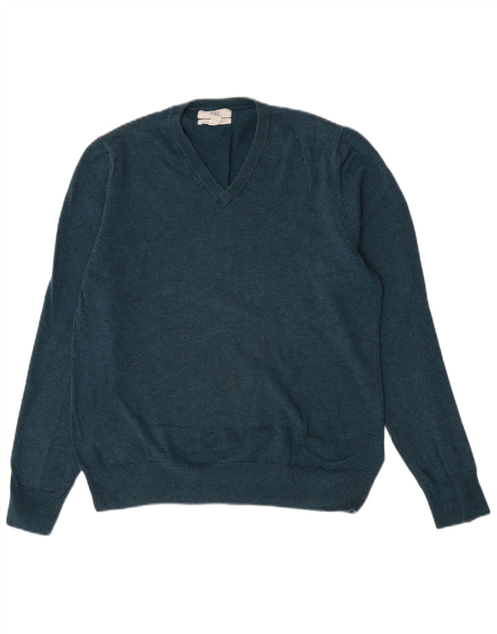 Marks & Spencer Jersey con Cuello en V para Hombre de algodón Verde Medio