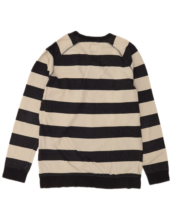 Zara Hombre Sudadera Jumper XL Algodón Rayas Blanco Roto