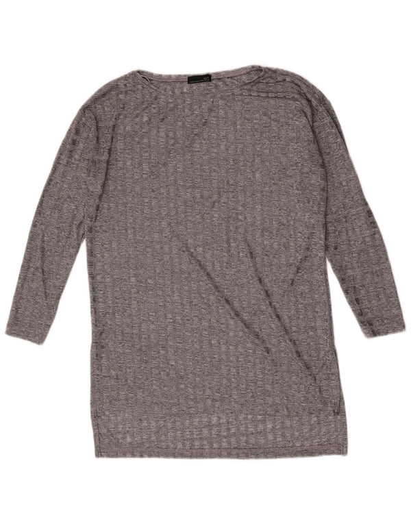 Zara Mujer Top Manga Larga UK 42 Gris Medio