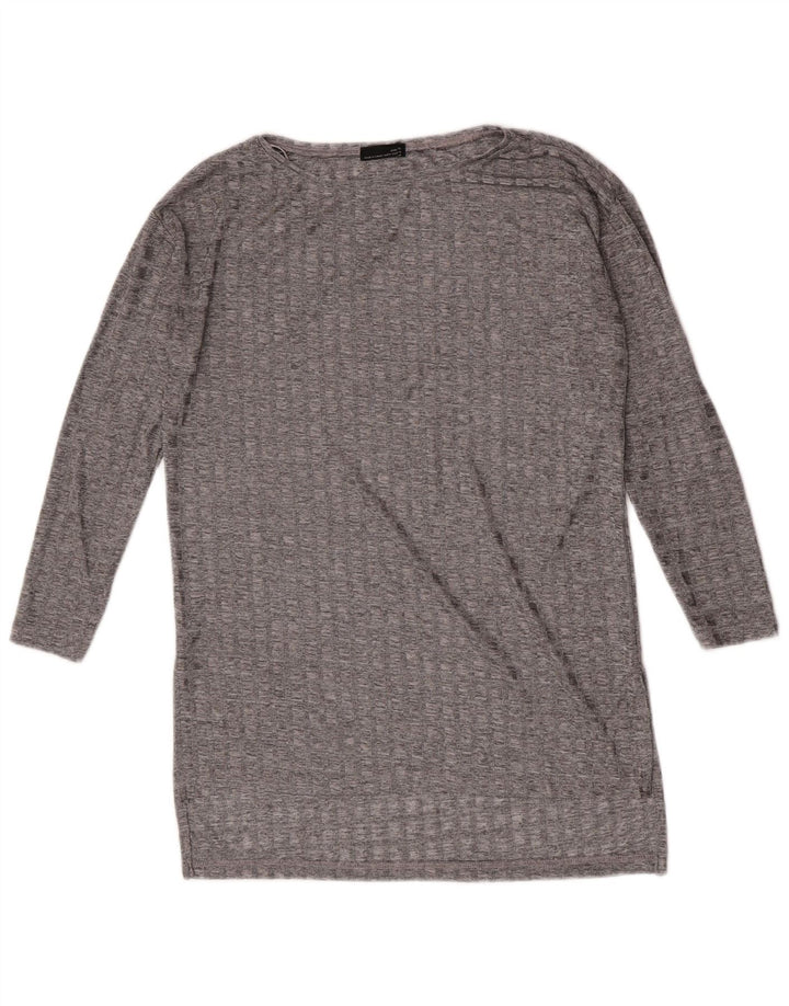 Zara Mujer Top Manga Larga UK 42 Gris Medio