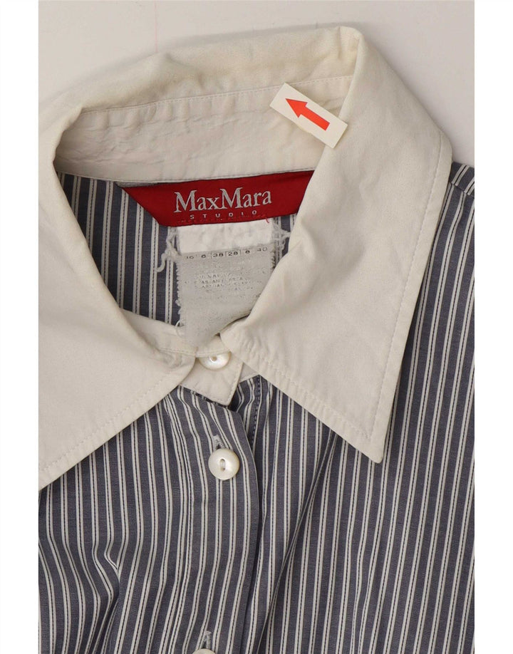 Camisa Max Mara para mujer UK 8 Small Blue Pinstripe