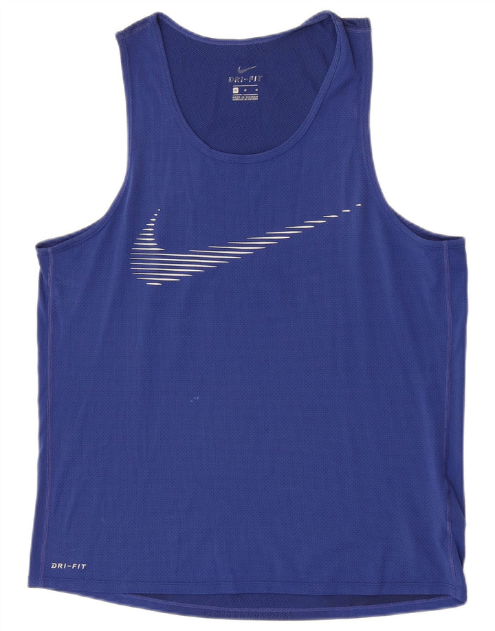 Camiseta sin mangas con gráfico Dri Fit para hombre Nike Poliéster azul medio
