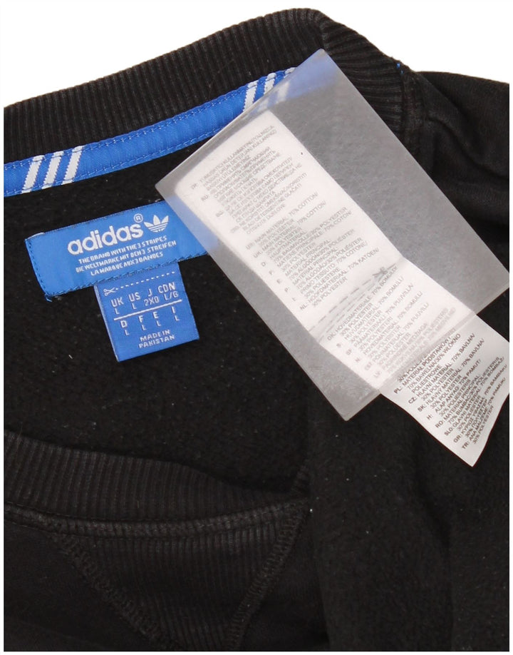 Adidas Hombre Sudadera Gráfica Jumper Grande Algodón Negro
