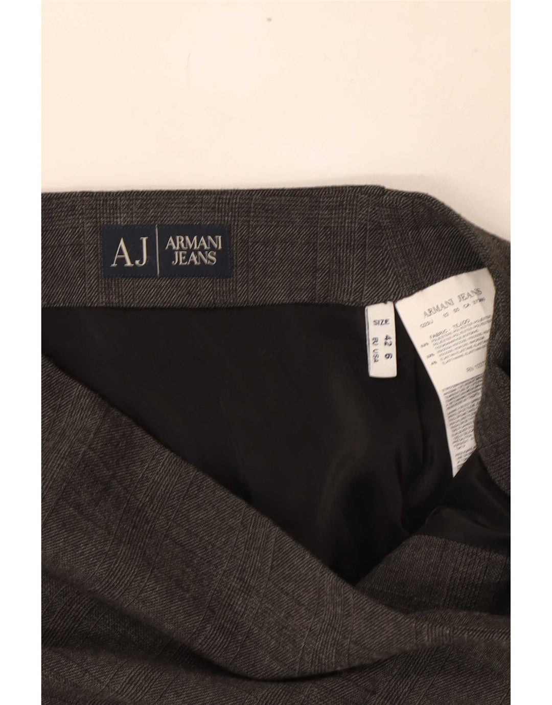 Armani Falda cruzada para mujer US 6 Mediana W28 Gris Cuadros Poliéster