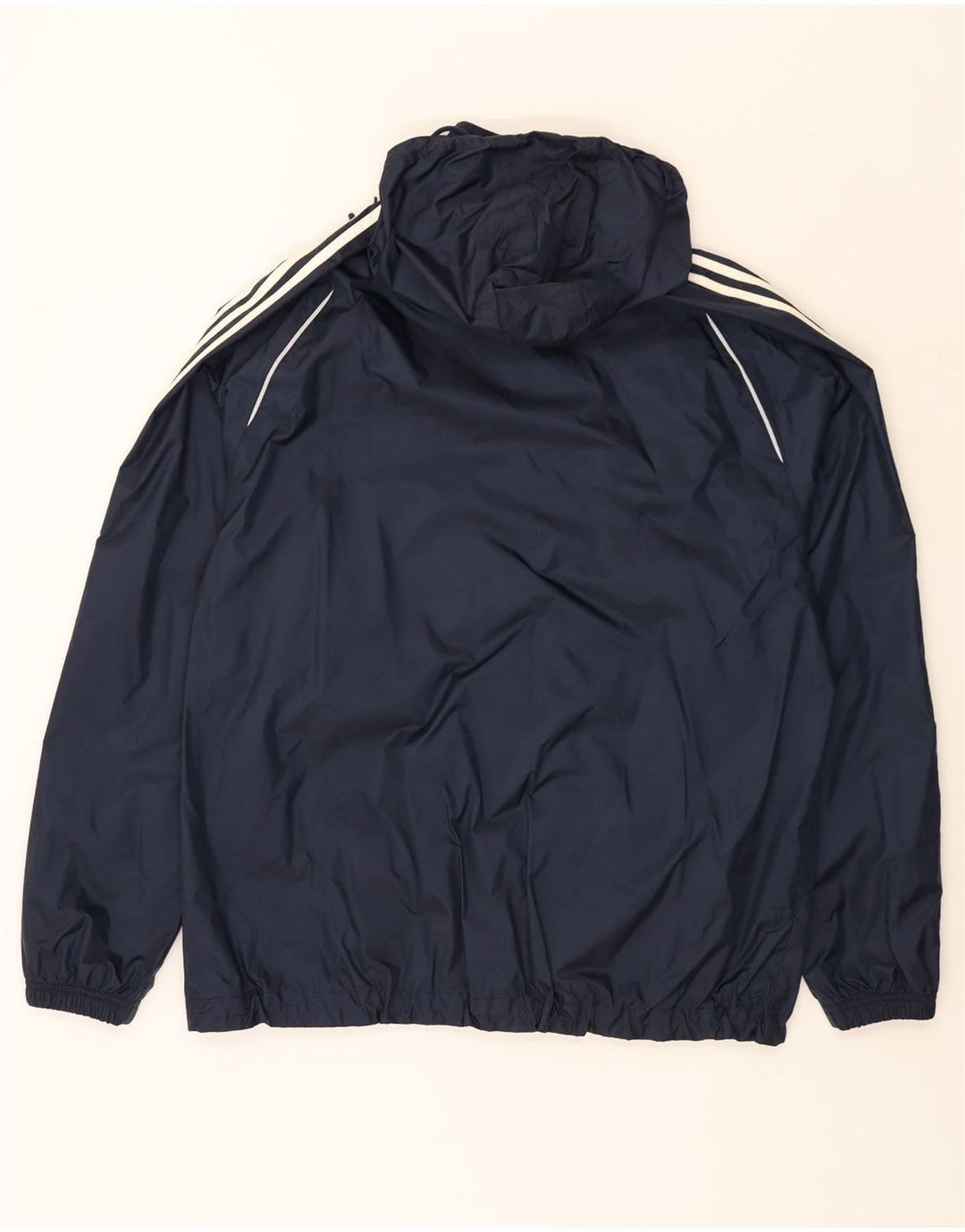 ADIDAS Chaqueta impermeable con capucha para hombre UK 40 Large Nylon azul marino