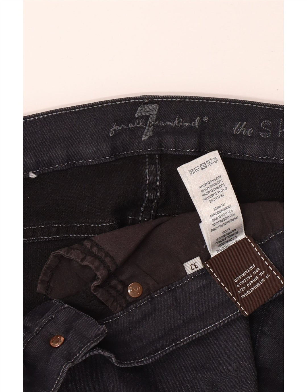 7 FOR ALL MANKIND Vaqueros pitillo para mujer W32 L29 Algodón negro
