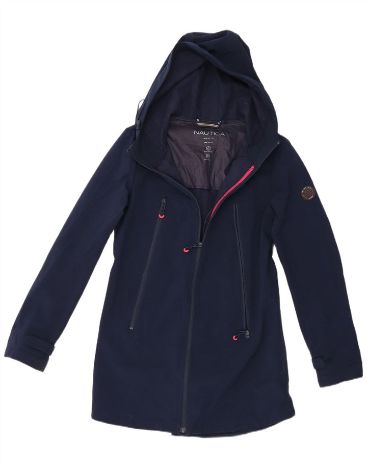 Nautica Chaqueta impermeable con capucha para mujer UK 40 Grande Poliéster azul marino