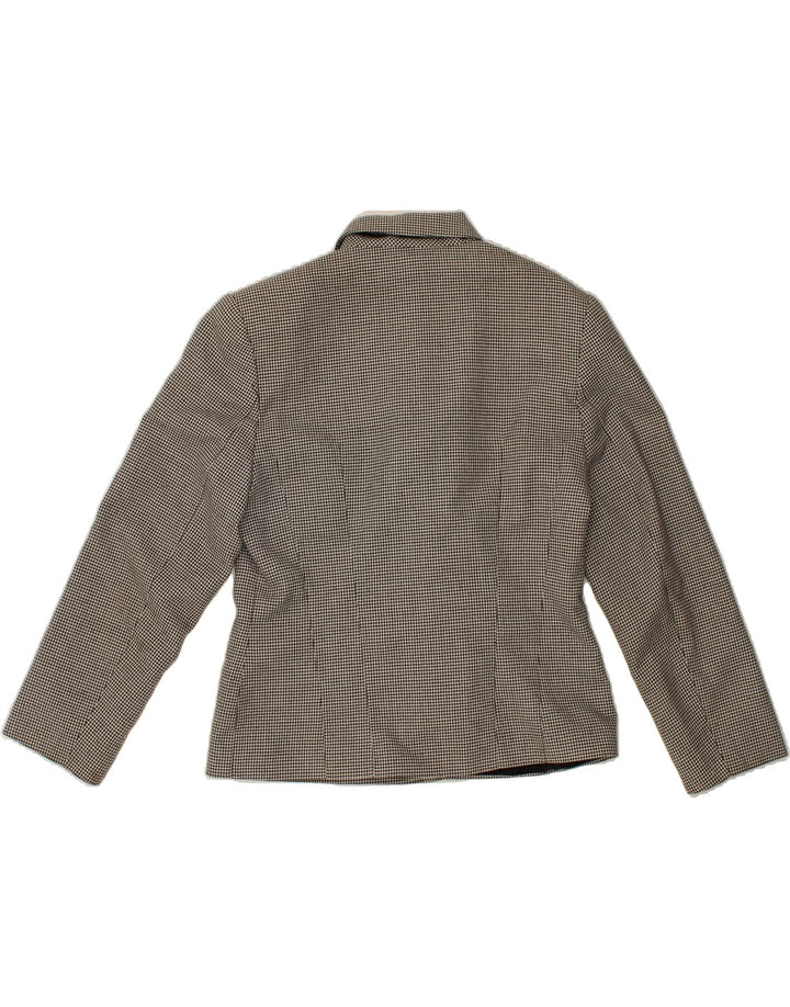 ST MICHAEL Womens 3/4 Sleeve Blazer Jacket UK 12 Medium Black Houndstooth Vintage St Michael and Second-Hand St Michael from Messina Hembry 