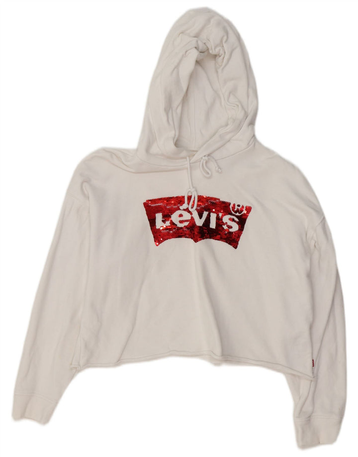 LEVI'S Jersey con capucha extragrande para mujer Reino Unido 14 Algodón blanco mediano