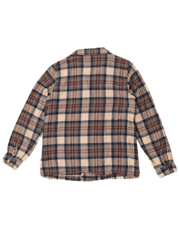 L.L.Bean Camisa de franela extragrande para mujer UK 10 Small Beige Check