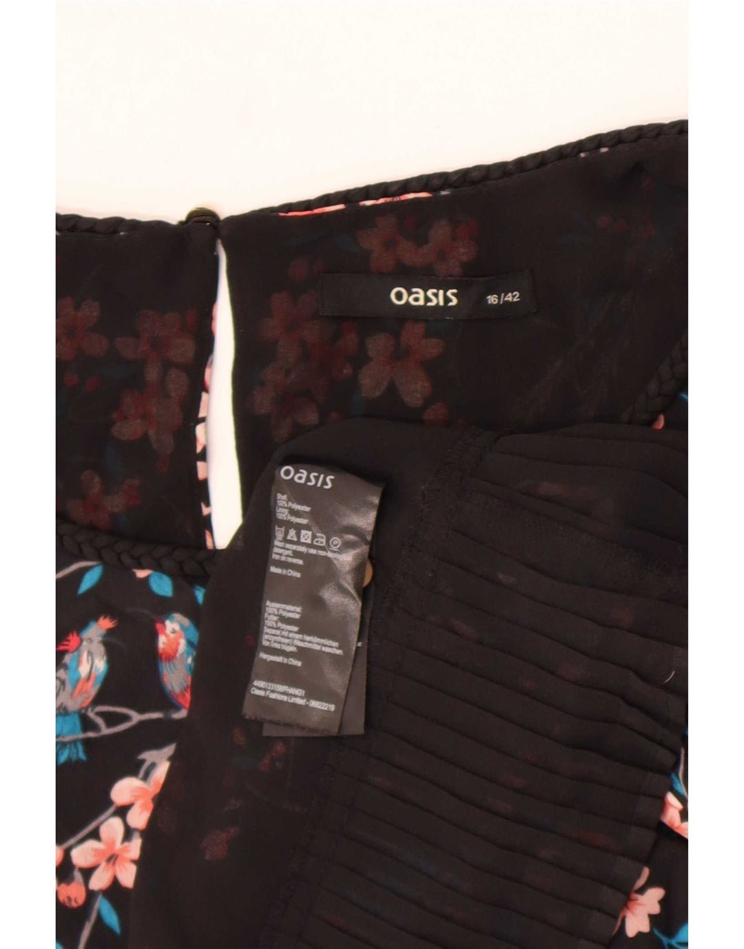Oasis Blusa sin mangas para mujer Top UK 46 Poliéster floral negro grande