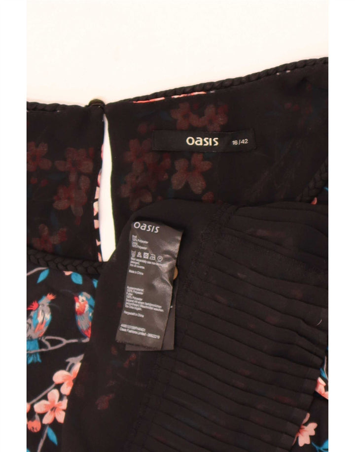 Oasis Blusa sin mangas para mujer Top UK 46 Poliéster floral negro grande
