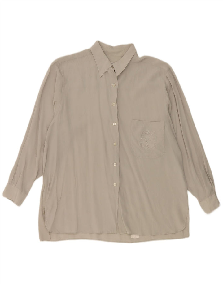 Pancaldi Blusa Camisa Mujer UK 40 XL Seda Gris