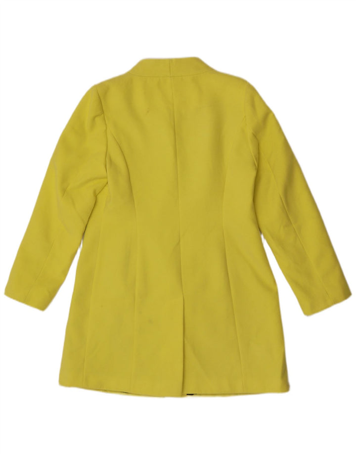 Marks & Spencer Chaqueta tipo blazer larga con 4 botones para mujer, talla 40, color amarillo mediano