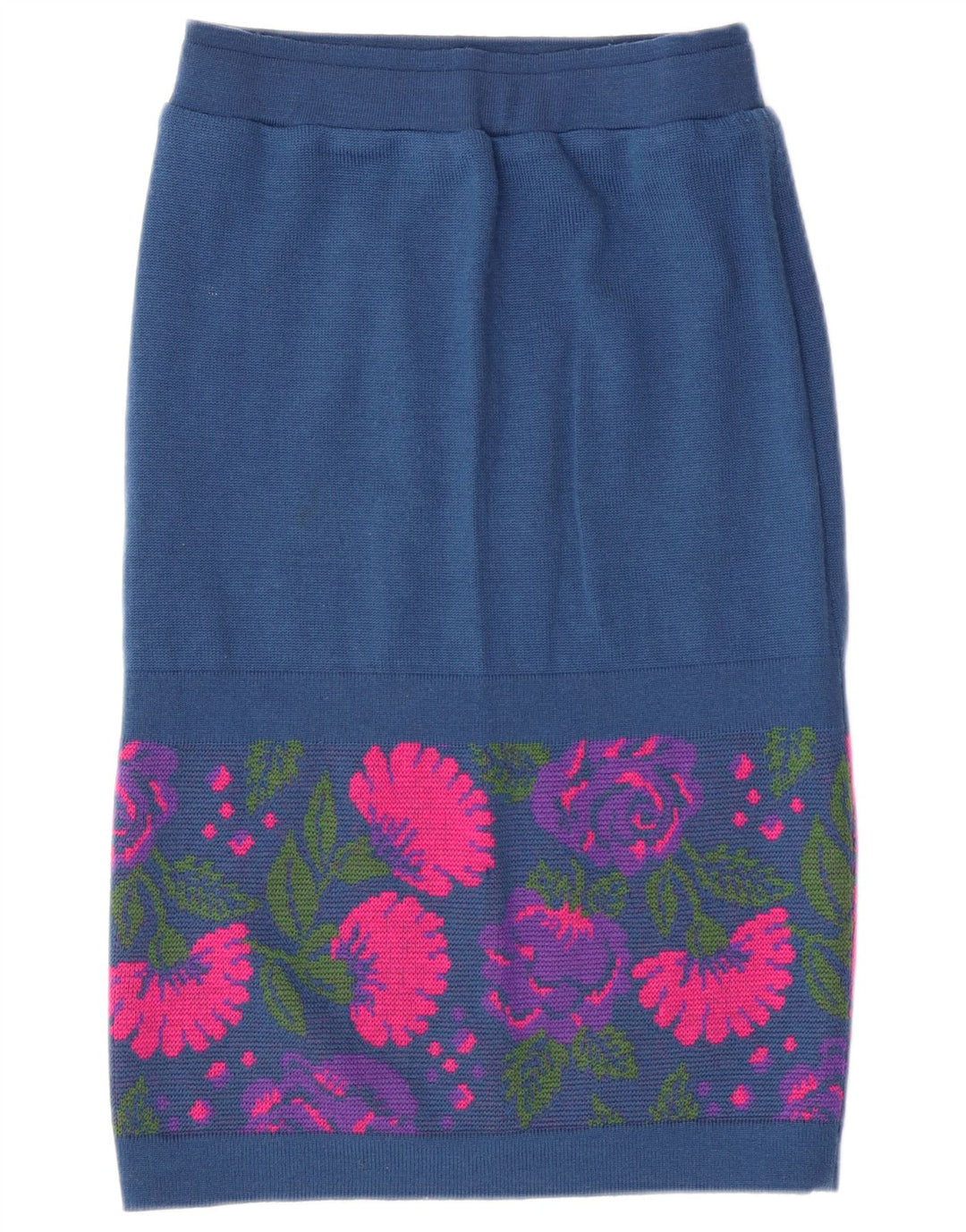 VINTAGE Conjunto de 3 piezas para mujer IT 46 Grande W26 Lana virgen floral azul marino