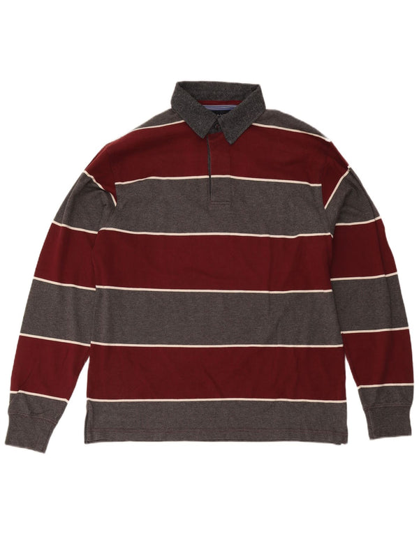 Gant Polo De Rugby De Manga Larga Para Hombre XL Algodón A Rayas Burdeos