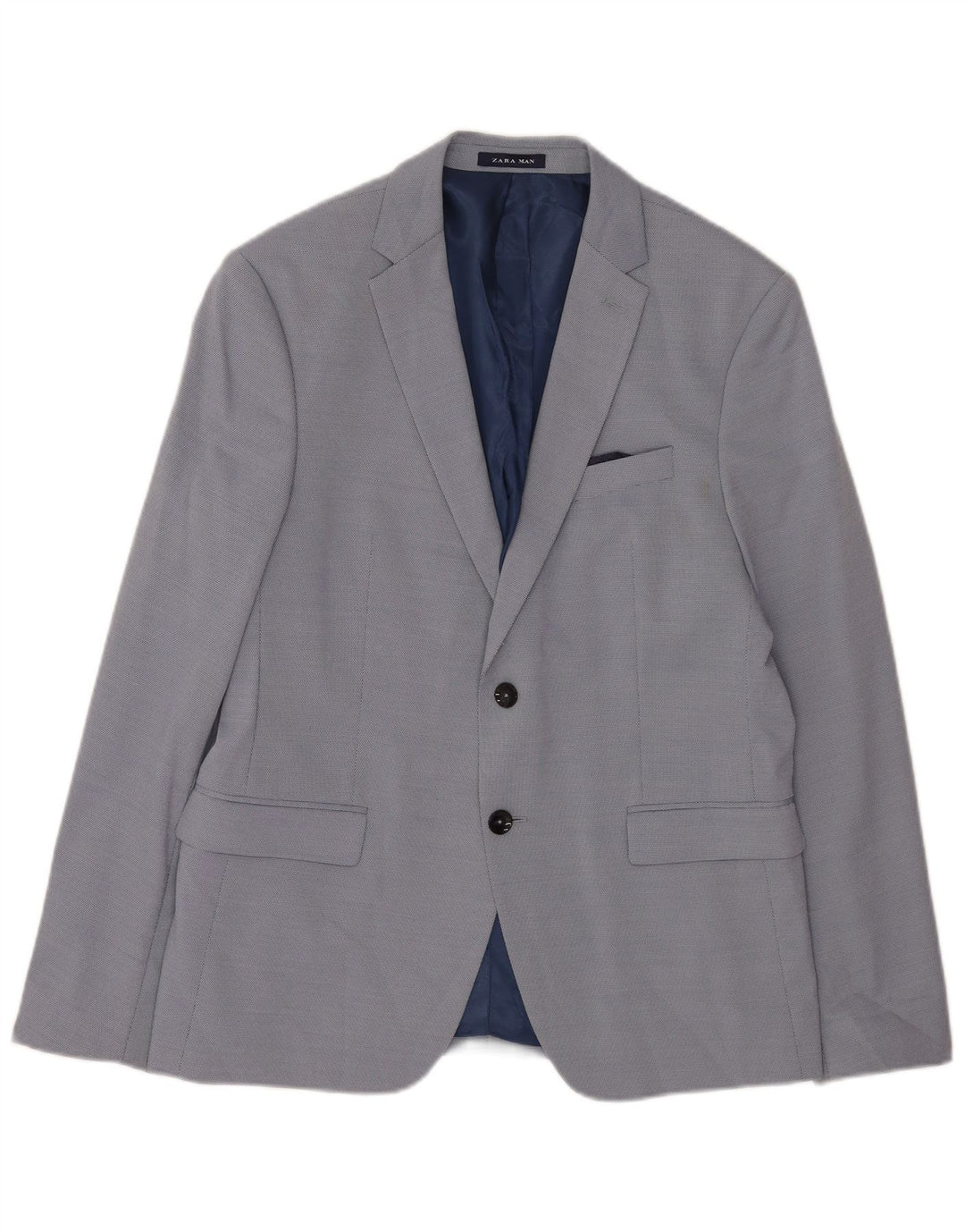 Zara Chaqueta tipo blazer de 2 botones para hombre EU 52 Poliéster azul grande
