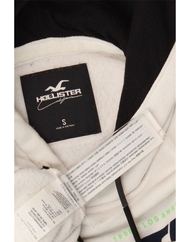 HOLLISTER Jersey con capucha gráfica para hombre pequeño algodón blanco
