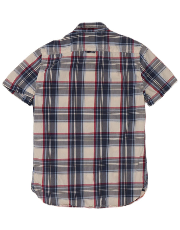 Superdry Camisa De Manga Corta Azul Medio A Cuadros