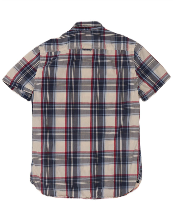 Superdry Camisa De Manga Corta Azul Medio A Cuadros