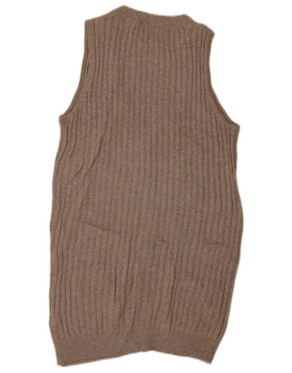 Zara Cárdigan Largo Sin Mangas para Mujer UK 44 Algodón Beige Medio