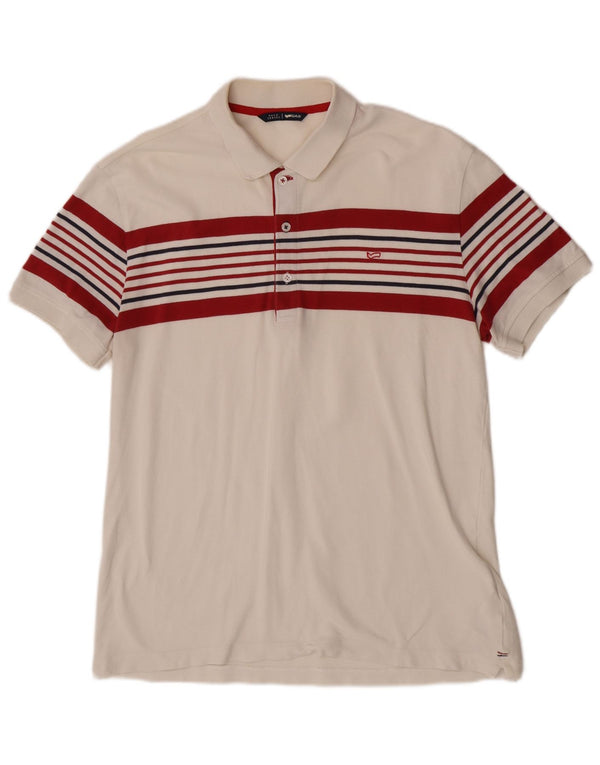 Polo Gas Hombre XL Algodón A Rayas Blanco